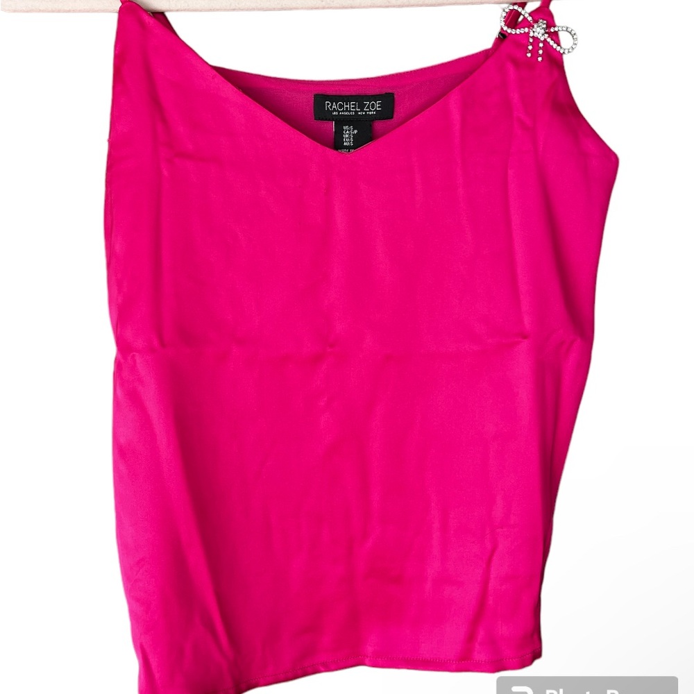 RACHEL ZOE hot pink silk tank with bow 🎀💎 fits as a size small